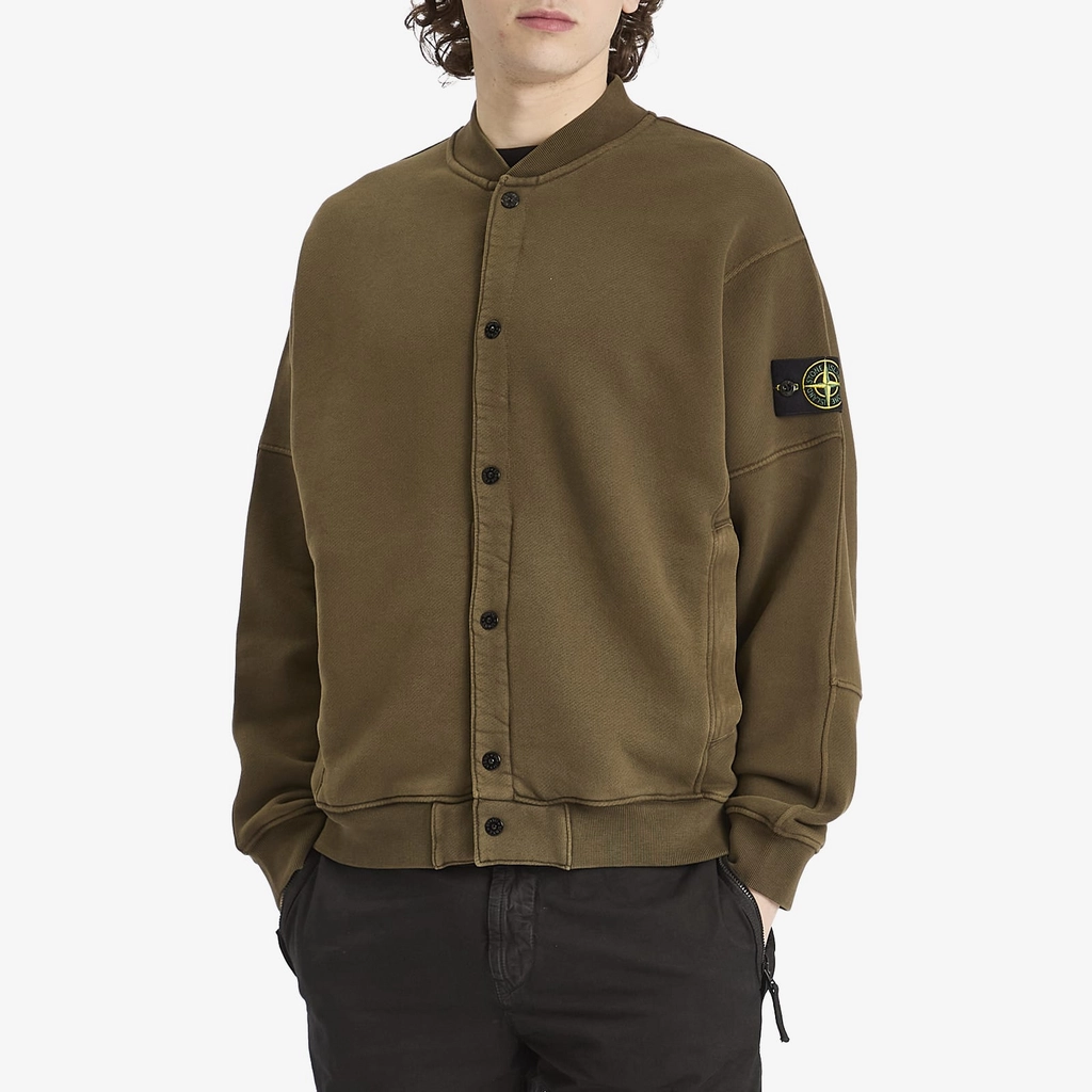 Stone Island Men's Old Effect Fleece Bomber Jacket Military Green